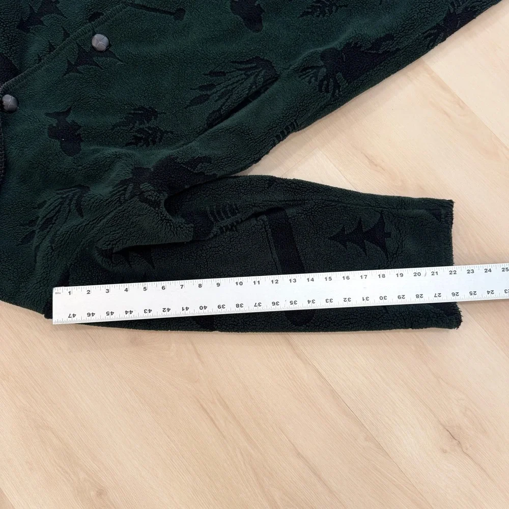 VTG! Denali Reversible Fleece Coat Cabin Print Shawl Collar Long Sleeve Green M - Picture 8 of 16